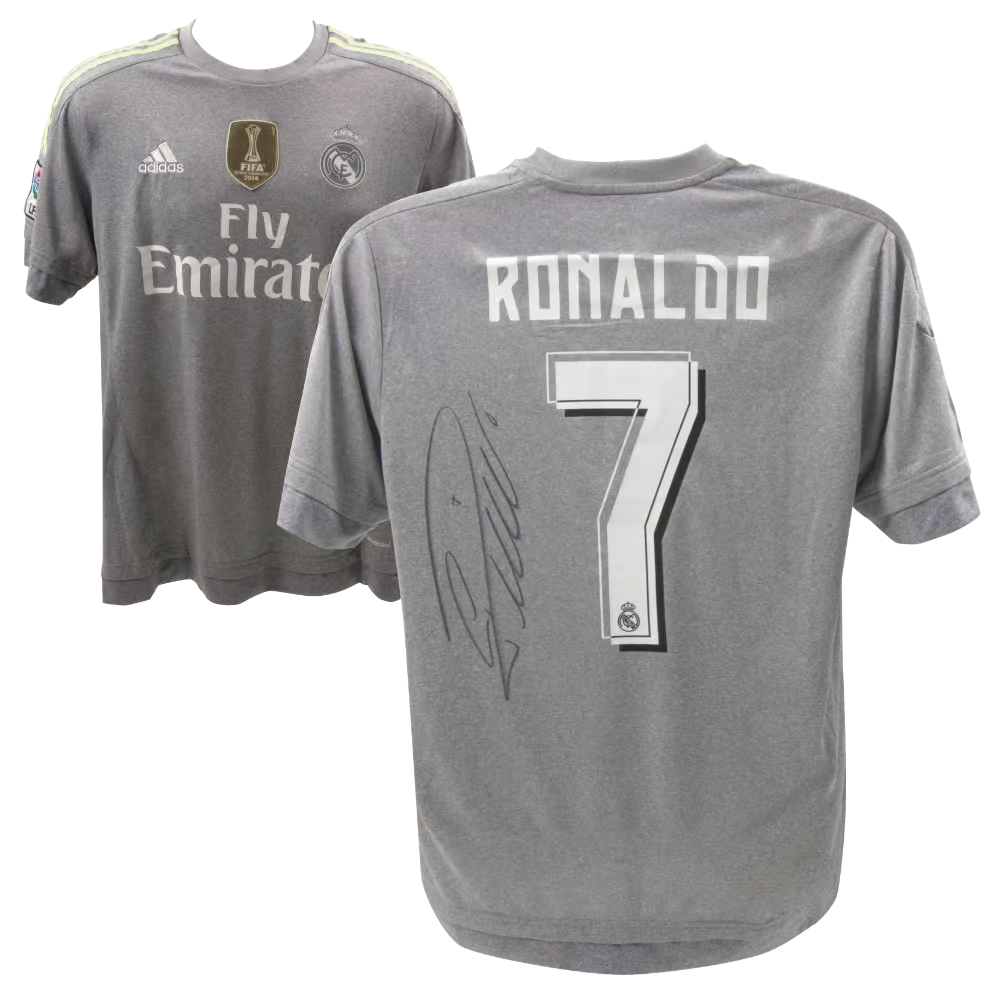 Cristiano Ronaldo Signed Real Madrid FC Away Soccer Jersey #7 with Bec