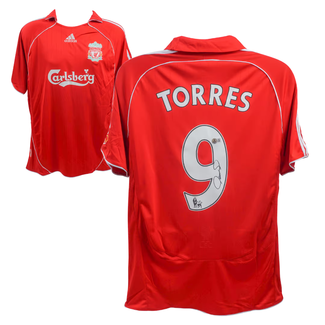 Fernando Torres Signed Liverpool FC Home Soccer Jersey #9 with Beckett