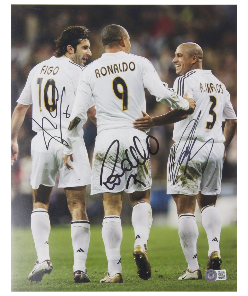 Ronaldo Nazario Figo Roberto Carlos Signed Photograph 16 X 20