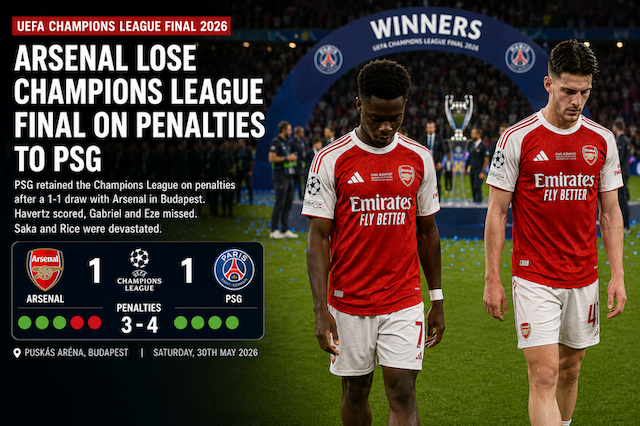Arsenal Lose Champions League Final on Penalties to PSG