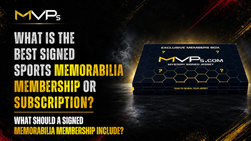 MVPs VIP Membership featuring a monthly authenticated signed soccer jersey and exclusive collector benefits.
