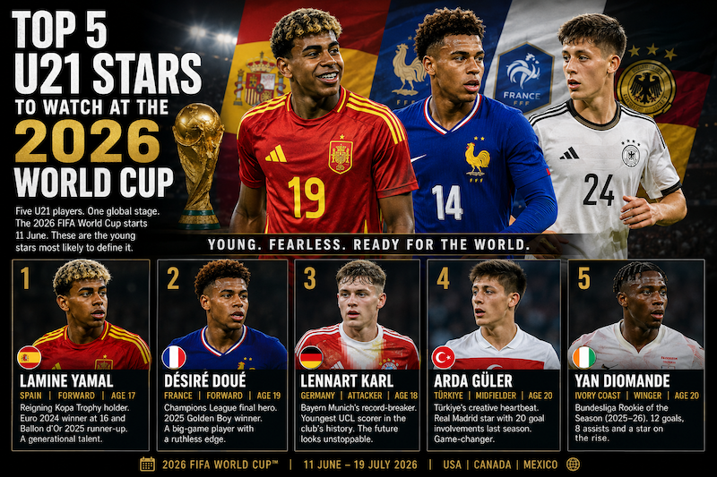Lamine Yamal of Spain, Désiré Doué of France and the top U21 stars to watch at the 2026 FIFA World Cup