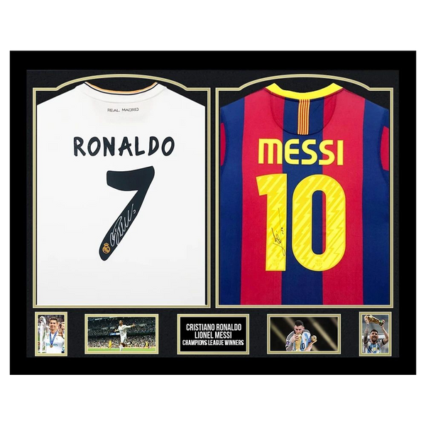 Lionel Messi & Cristiano Ronaldo Signed Jerseys Framed