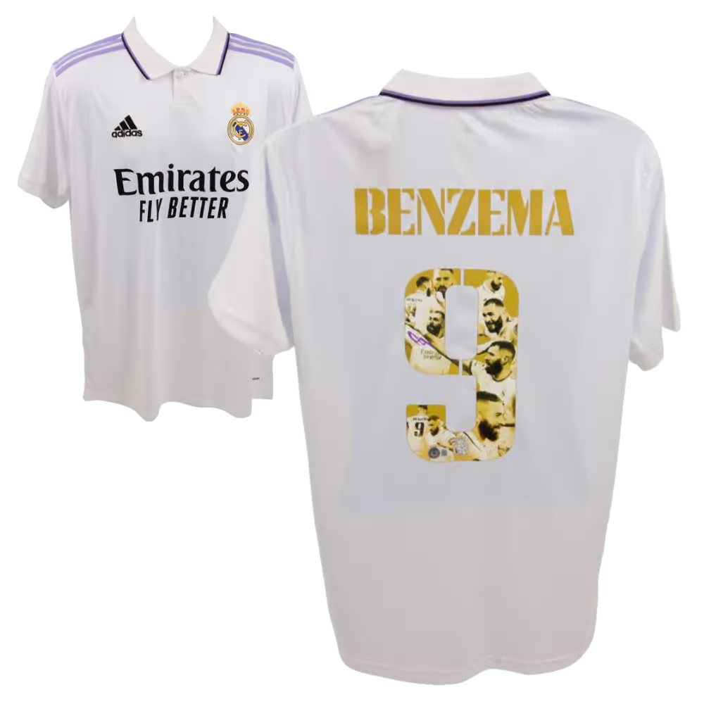 Karim Benzema Signed Real Madrid FC Home Soccer Jersey #9 with Beckett COA