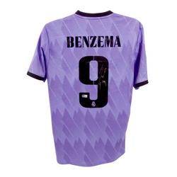 Karim Benzema Signed Real Madrid FC Away Soccer Jersey #9 with Beckett COA