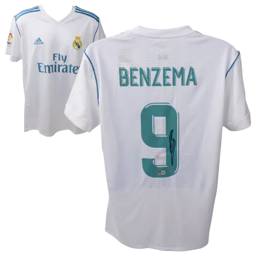 Karim Benzema Signed Real Madrid FC Home Soccer Jersey #9 with Beckett COA