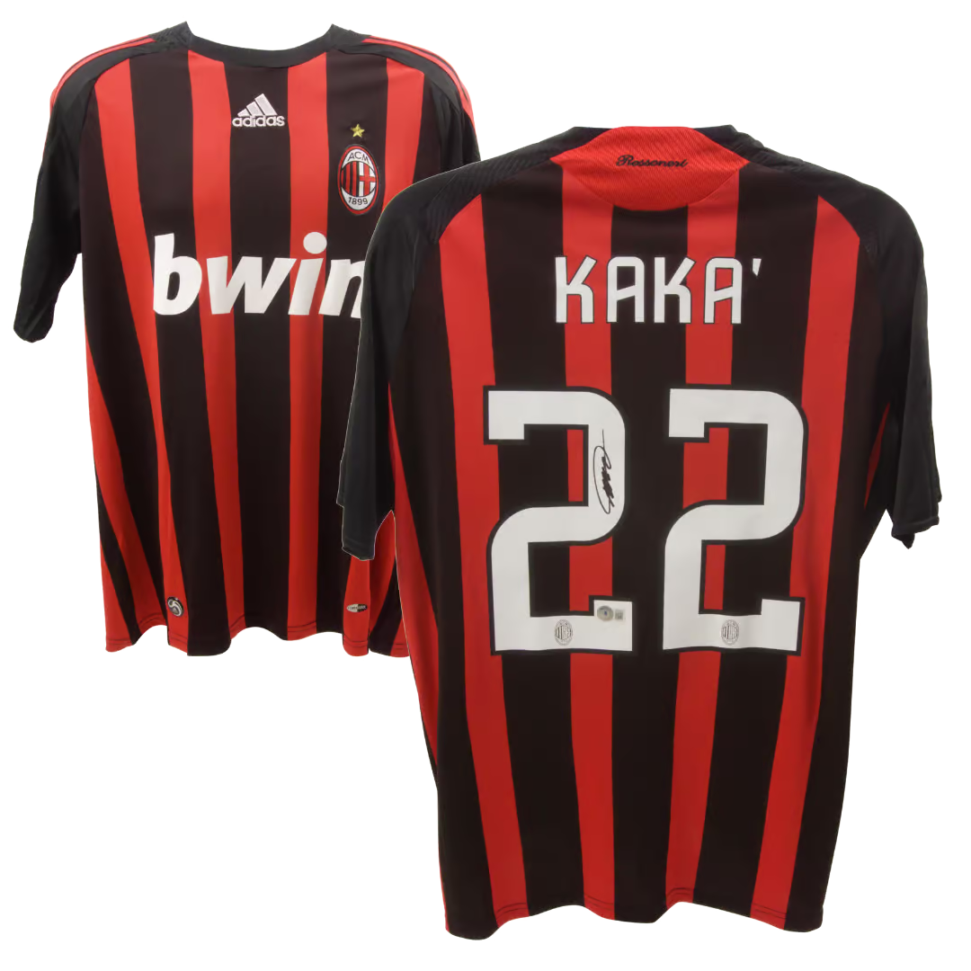 Ricardo Kaka Signed AC Milan Home Soccer Jersey #22 with Beckett Witness