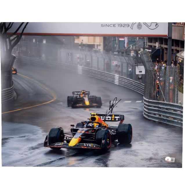 Sergio Perez Signed Formula 1 Racing Print Size 16″ x 20″ with Beckett COA