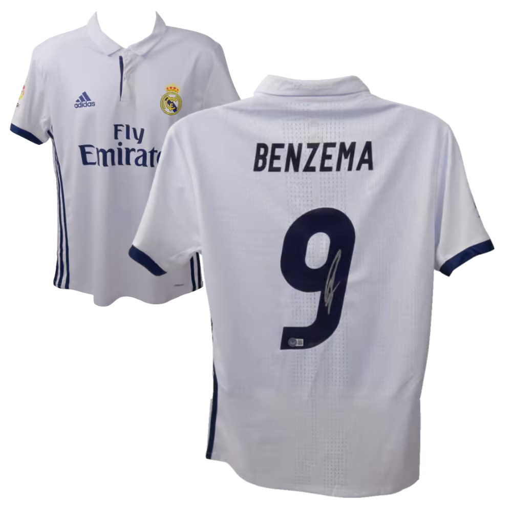 Karim Benzema Signed Real Madrid FC Home Soccer Jersey #9 with Beckett COA