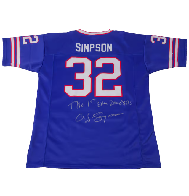 O.J. Simpson Signed Buffalo Bills Football Jersey Inscribed 1st Ever 2000 with JSA