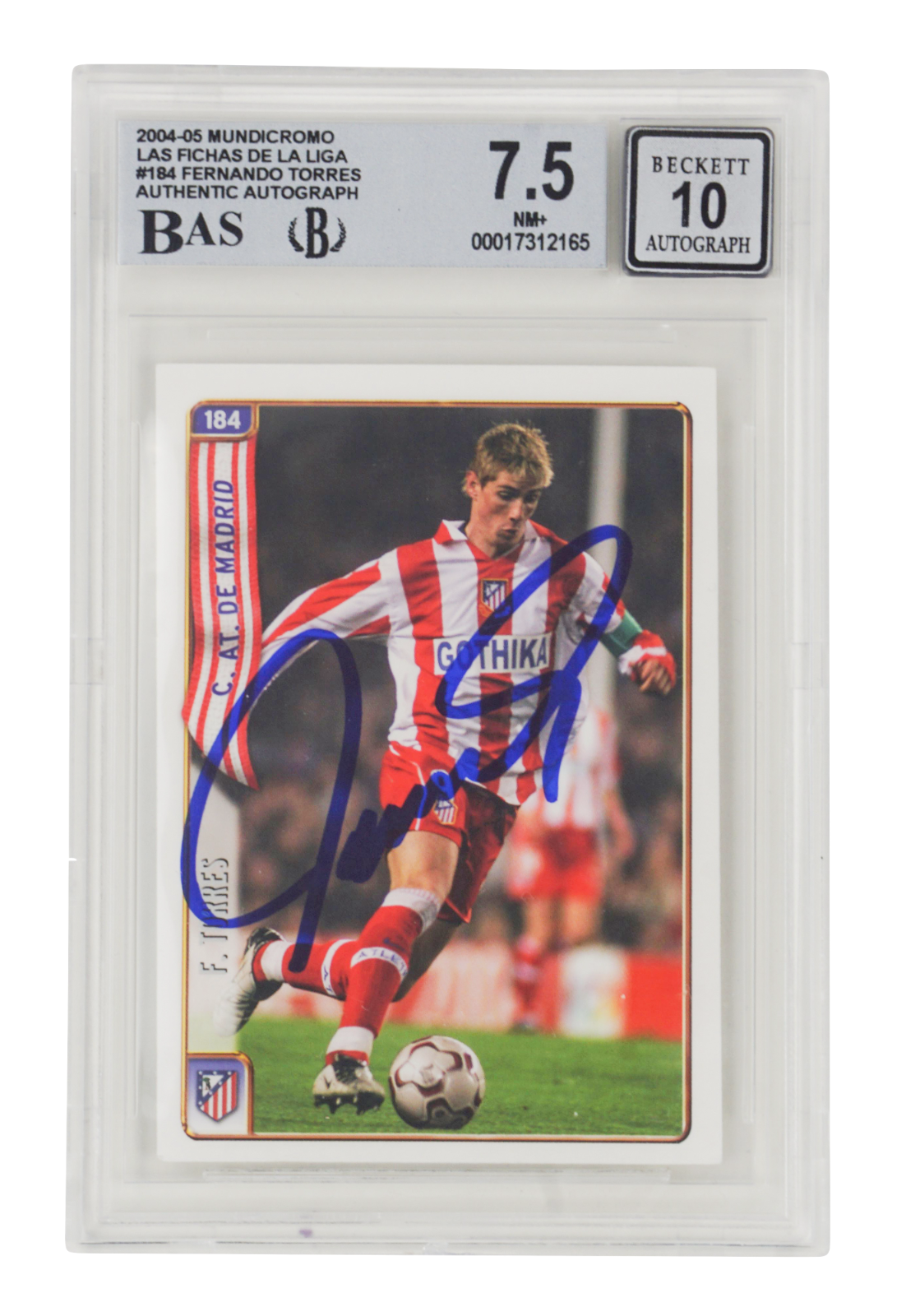 Fernando Torres Signed 2004-05 Mundicromo Las Fichas - BGS 7.5 Autograph 10