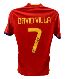 David Villa Signed Spain FC Home Soccer Jersey #7 with Beckett COA