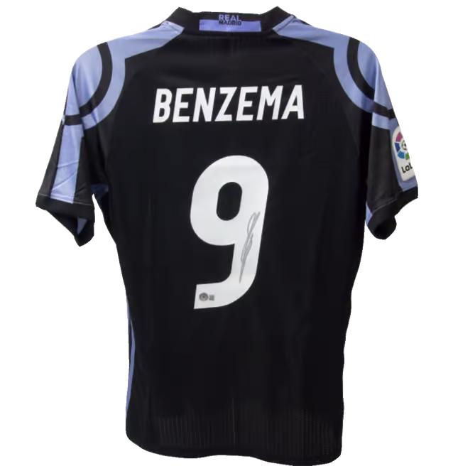 Karim Benzema Signed Real Madrid FC Away Soccer Jersey #9 with Beckett COA