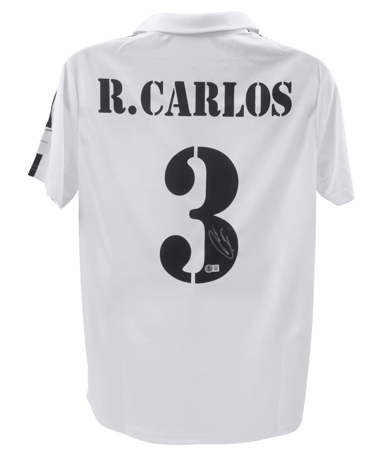 Roberto Carlos Signed Real Madrid FC Home Soccer Jersey #3 with Beckett Witness