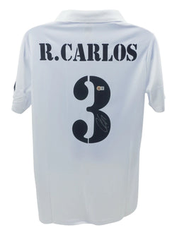 Roberto Carlos Signed Real Madrid FC Home Soccer Jersey #3 with Beckett Witness