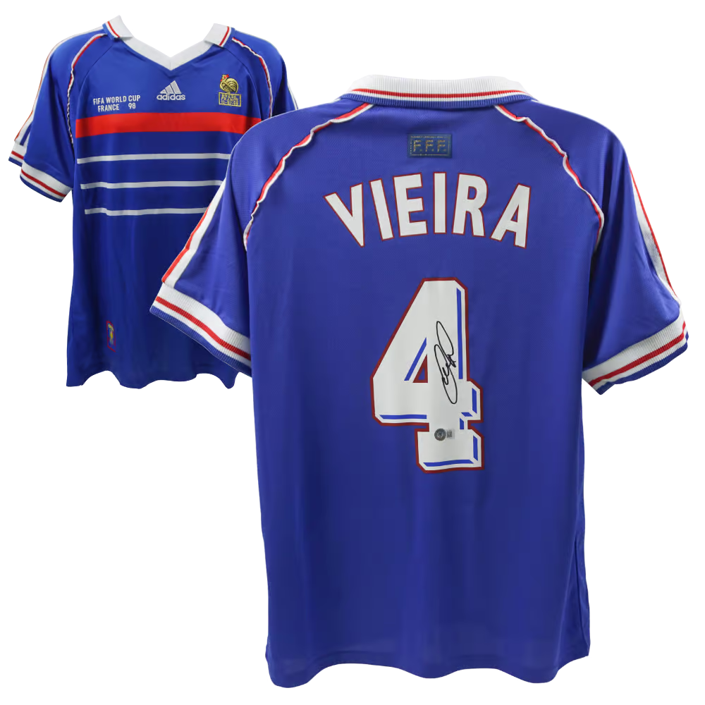 Patrick Vieira Signed France 1998 World Cup Soccer Jersey #4 with Beckett COA