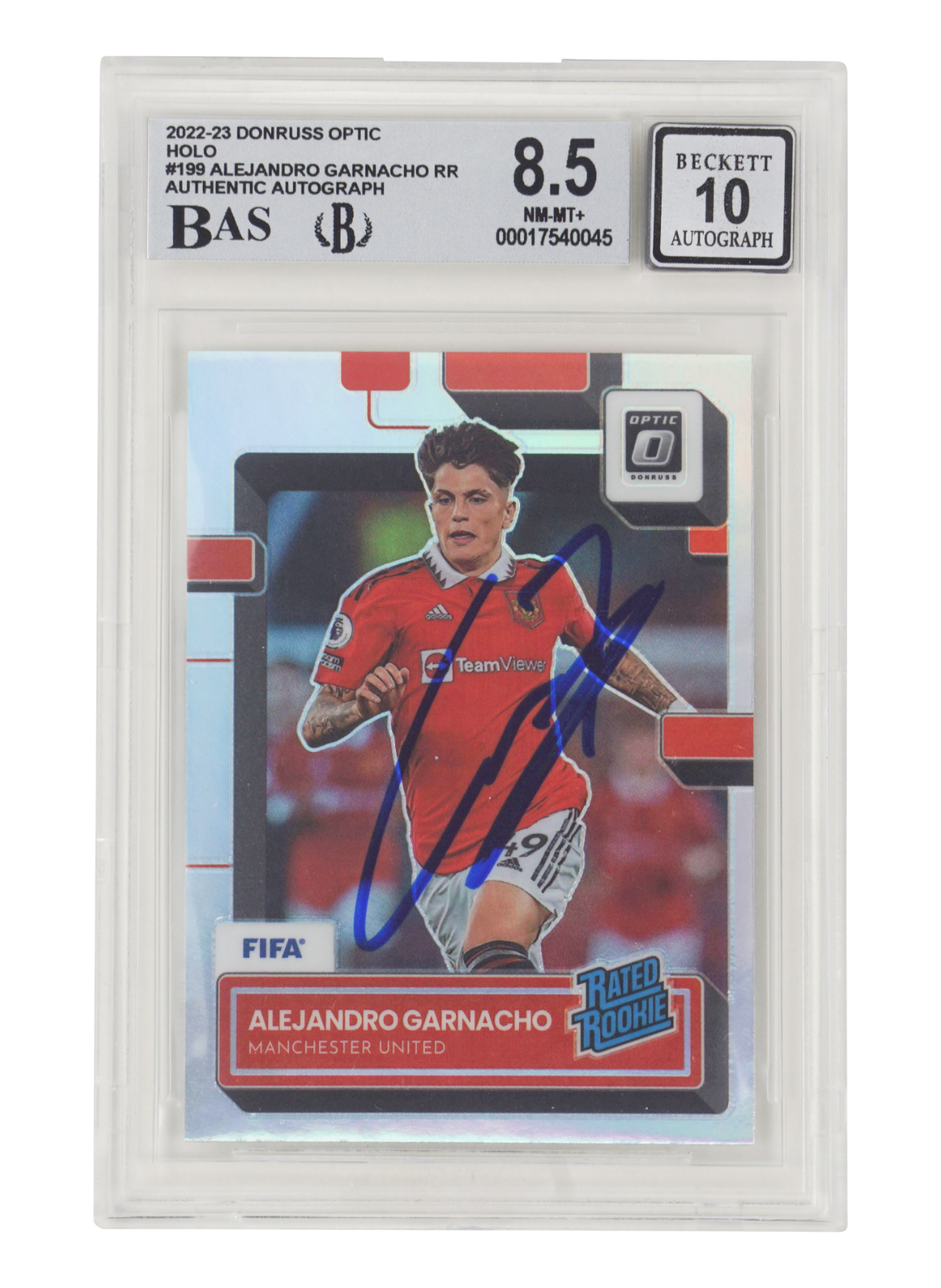 Alejandro Garnacho Signed 2022 Panini Donruss Optic Holo Rated Rookie – BGS 8.5