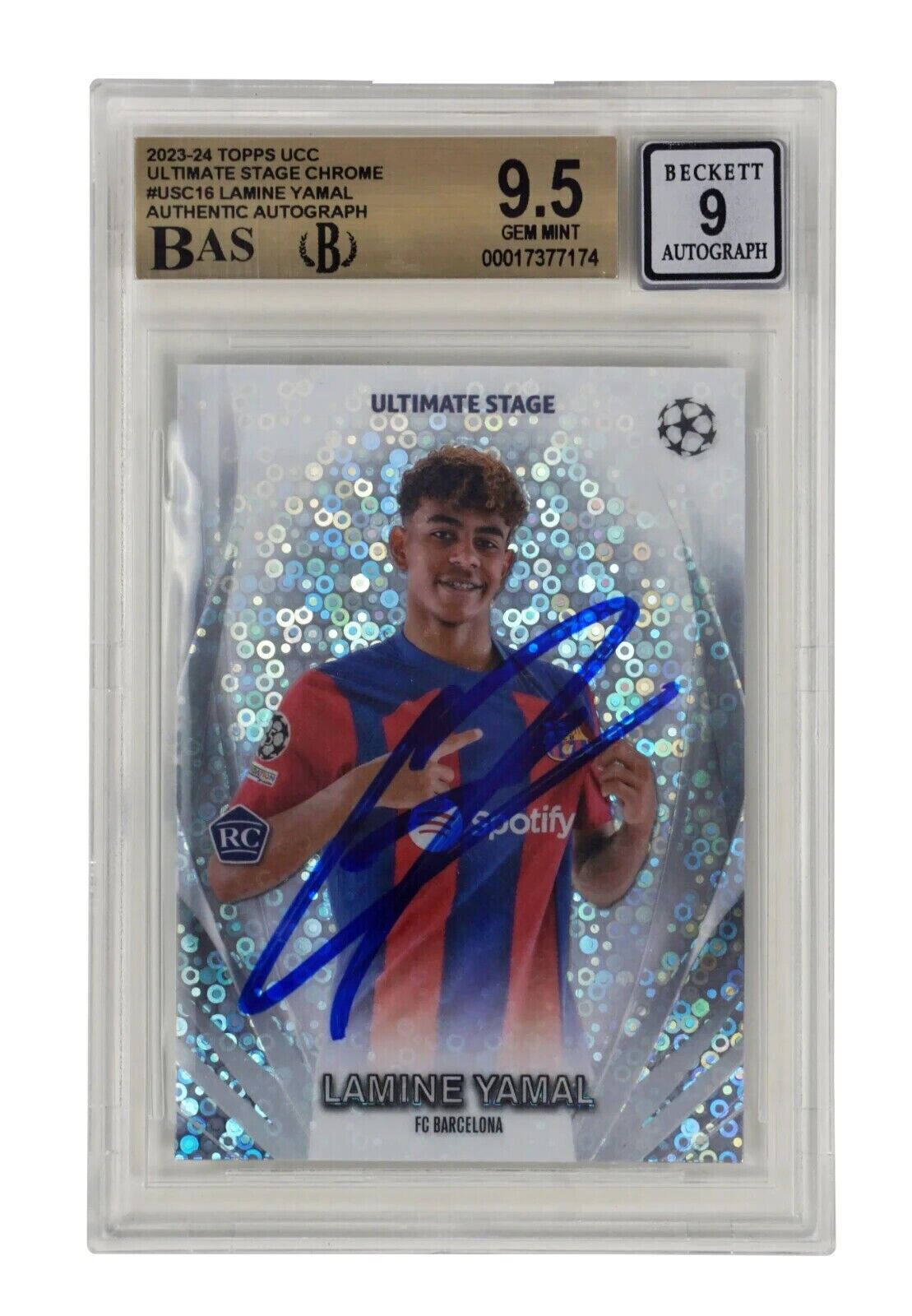 Lamine Yamal Signed 2023-24 Topps Chrome Ultimate Stage Rookie – BGS 9.5 Auto 10