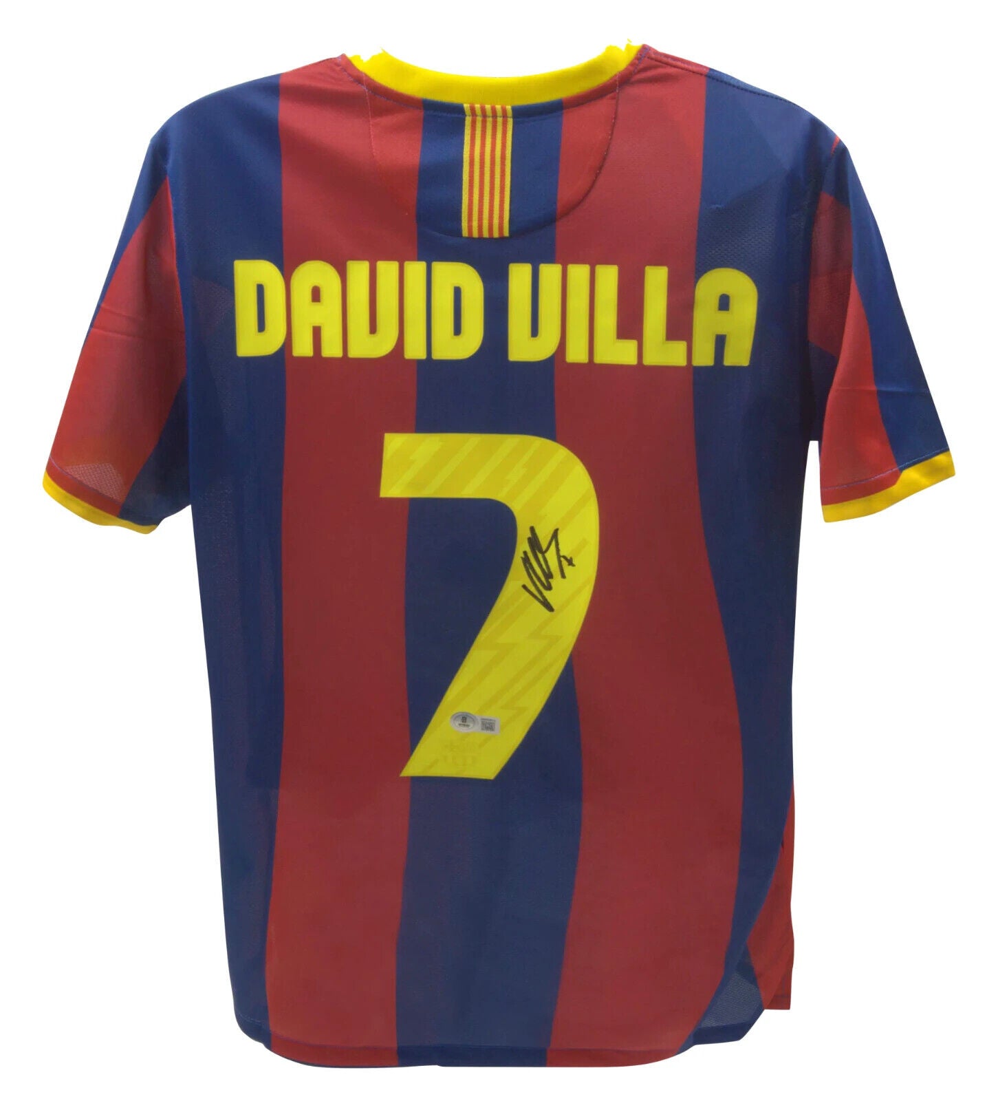 David Villa Signed FC Barcelona Home Soccer Jersey #7 with Beckett Witness