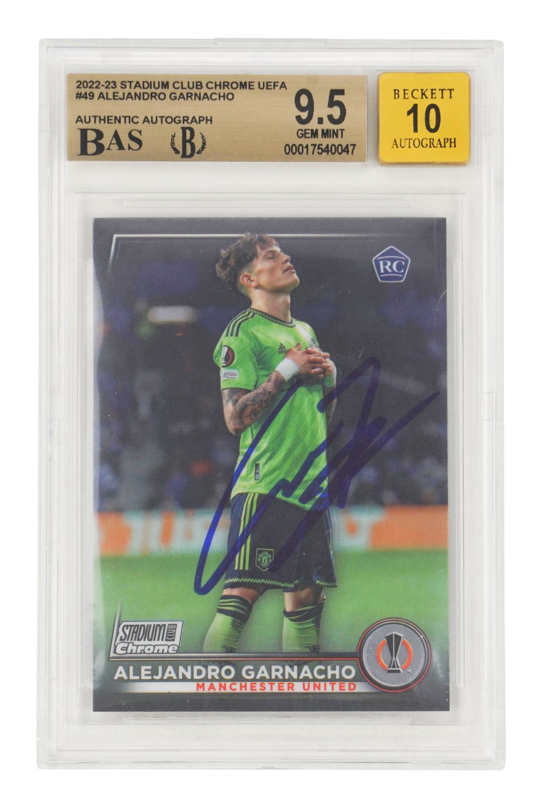 Alejandro Garnacho Signed 2022 Topps Stadium Club Chrome RC - BGS 9.5 AUTO 10