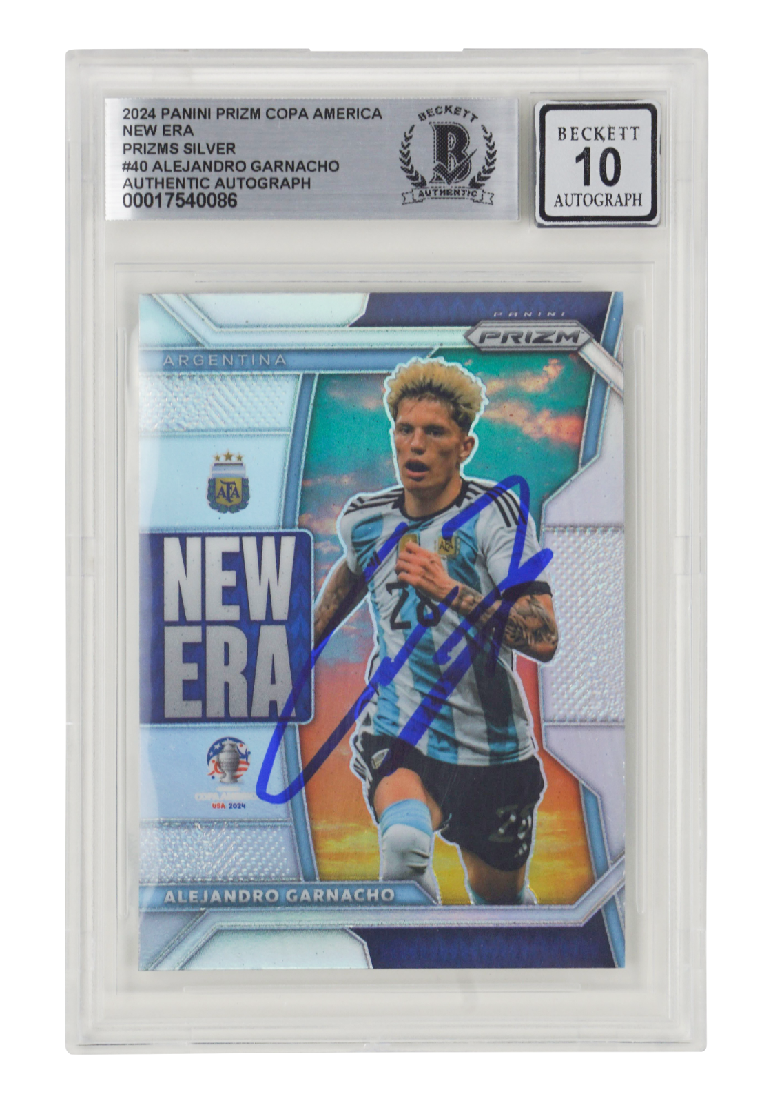 Alejandro Garnacho Signed 2024 Panini Prizm Copa America New Era - BGS Auto 10