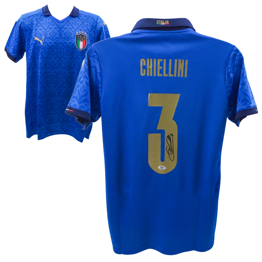 Giorgio Chiellini Signed Italy FC Soccer Jersey #3 with PSA COA