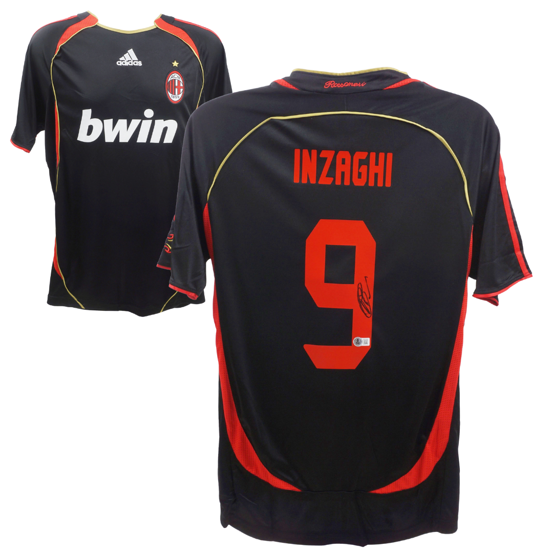 Filippo Inzaghi Signed AC Milan Away Soccer Jersey #9 with Beckett Witness