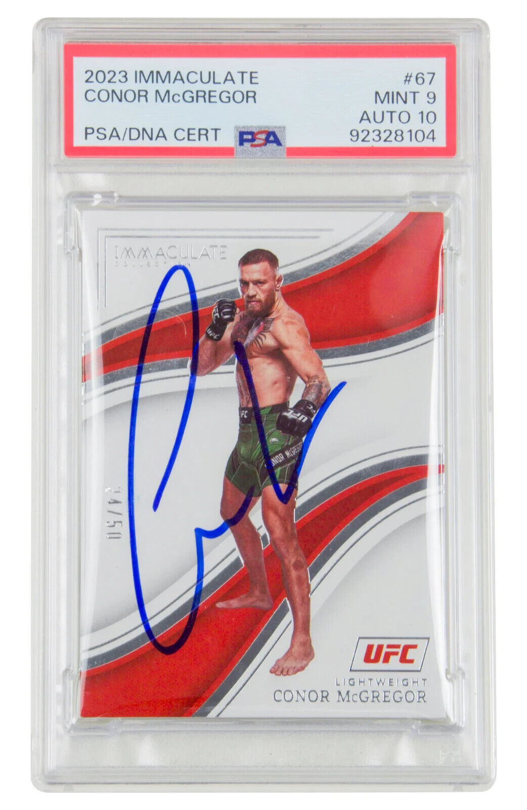 Conor McGregor Signed 2023 Panini Immaculate UFC /50 – PSA 9 Autograph 10