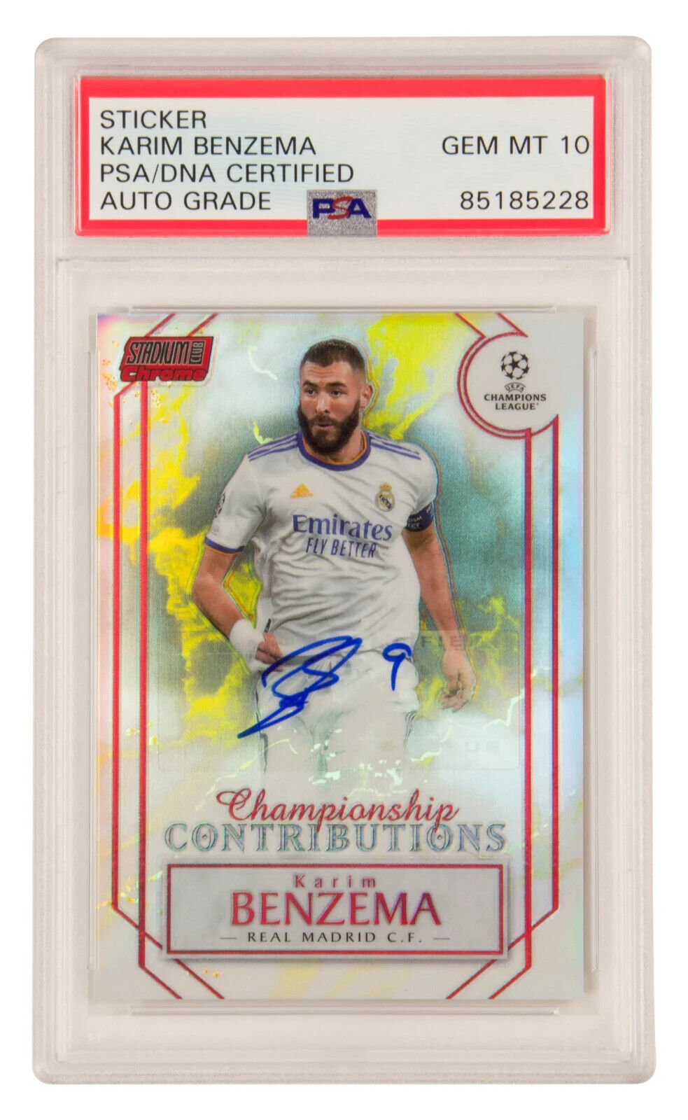 Karim Benzema Signed 2021 Topps Stadium Club Chrome Red /5 – PSA 10 Autograph