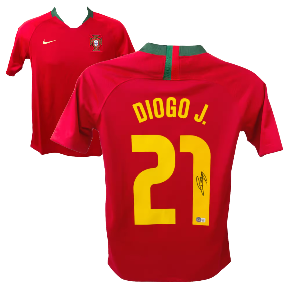 Diogo Jota Signed Portugal Home Soccer Jersey #21 with Beckett COA