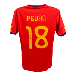 Pedro Signed Spain National Home Soccer Jersey #18 with Beckett COA