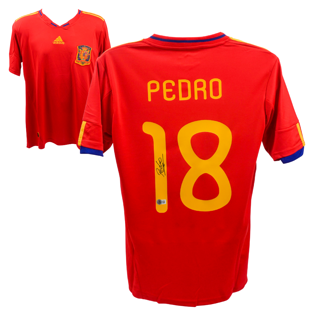 Pedro Signed Spain National Home Soccer Jersey #18 with Beckett COA