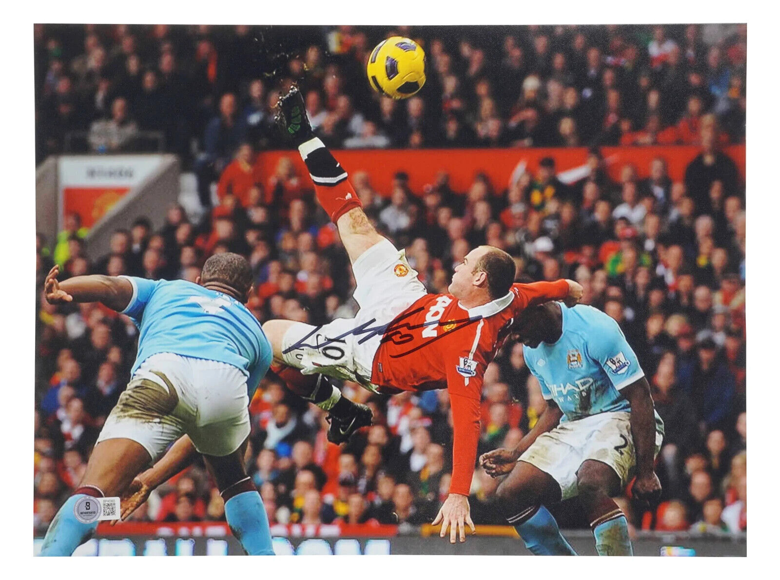 Wayne Rooney Signed Manchester Utd Soccer Print Size 16″ x 24″ with Beckett COA