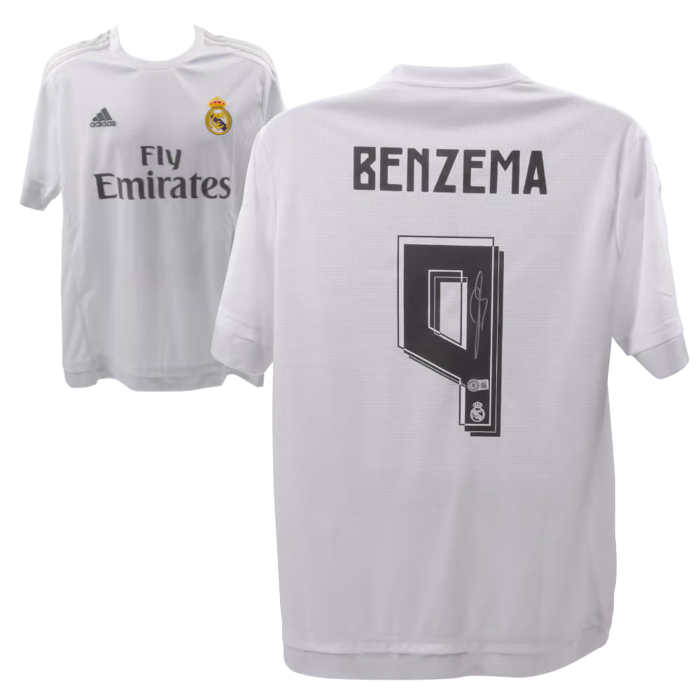 Karim Benzema Signed Real Madrid FC Home Soccer Jersey #9 with Beckett COA