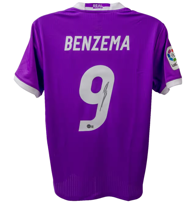 Karim Benzema Signed Real Madrid FC Away Soccer Jersey #9 with Beckett COA