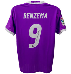 Karim Benzema Signed Real Madrid FC Away Soccer Jersey #9 with Beckett COA