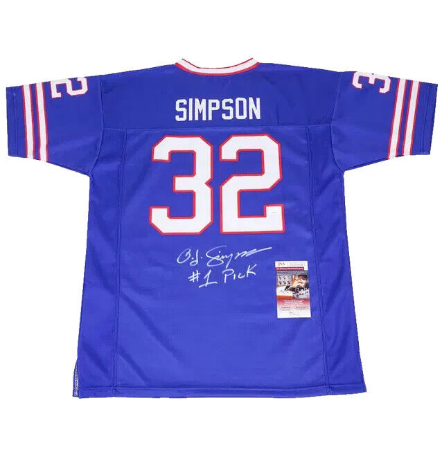 O.J. Simpson Signed Buffalo Bills Football Jersey Inscribed #1 Pick with JSA