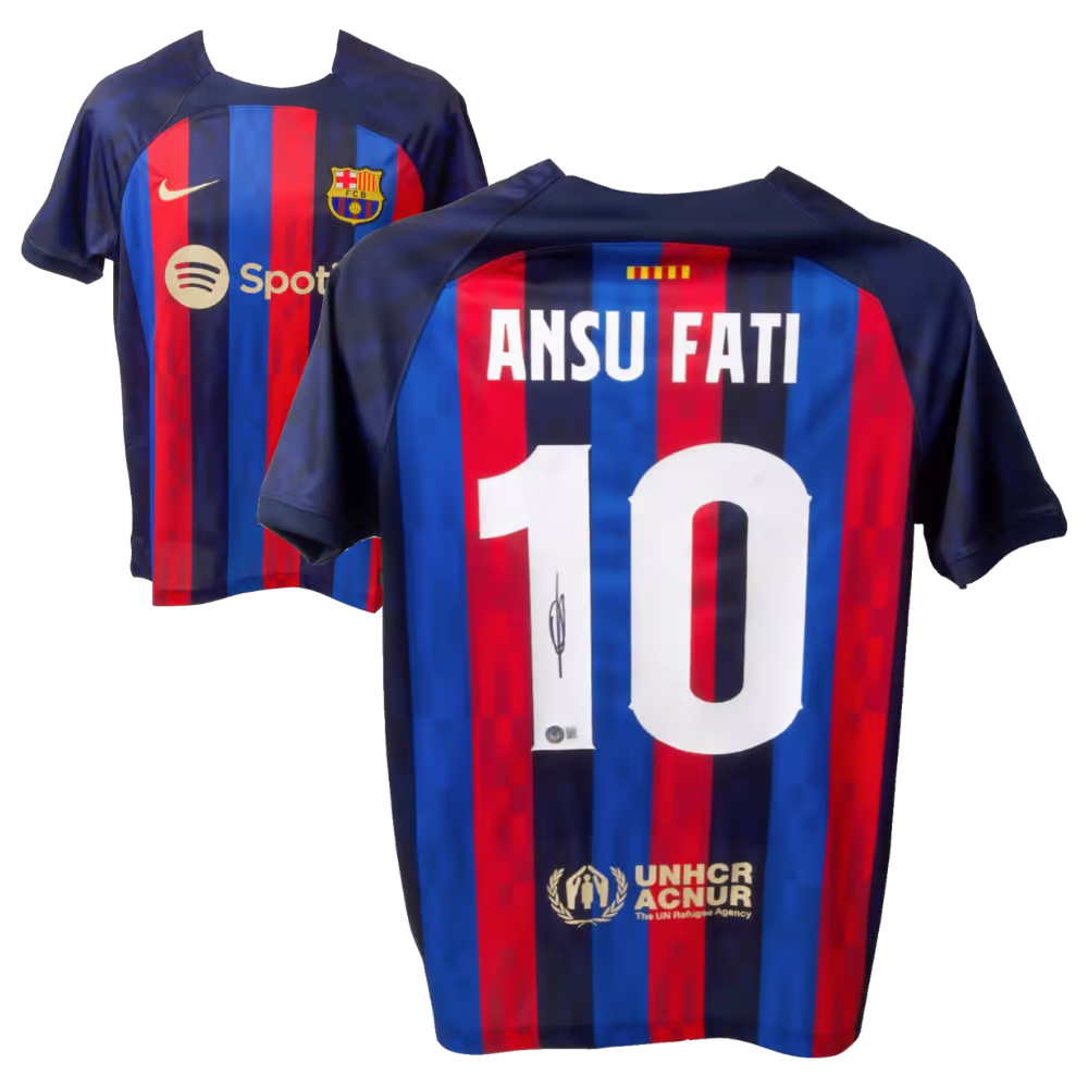 Ansu Fati Signed FC Barcelona Home Soccer Jersey #10 with Beckett COA