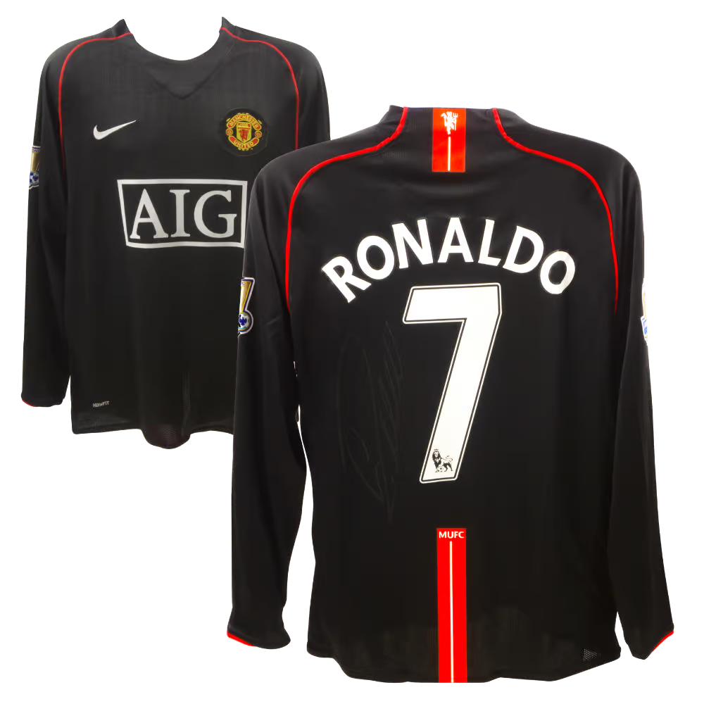 Cristiano Ronaldo Signed Manchester Utd Away Soccer Jersey #7 with Beckett LOA