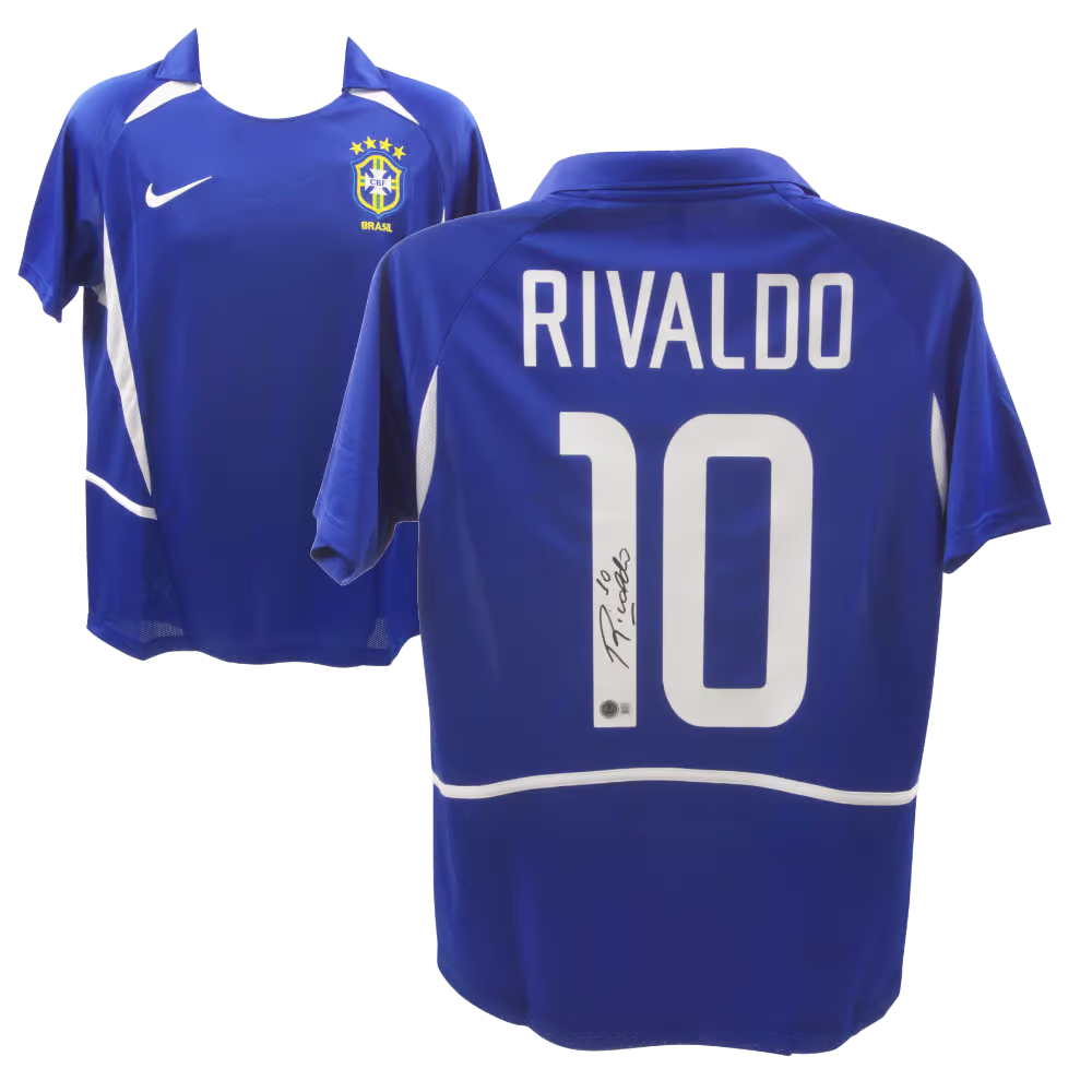 Rivaldo Signed Brazil FC Away Soccer Jersey #10 with Beckett Witness