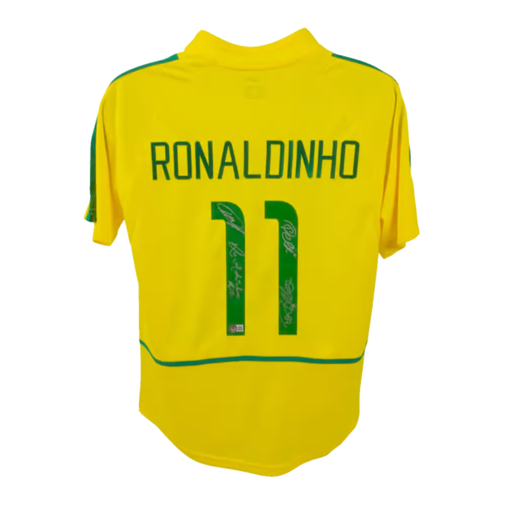 Ronaldo, Ronaldinho, Pele & Kaka Signed Brazil FC Soccer Jersey with Beckett COA