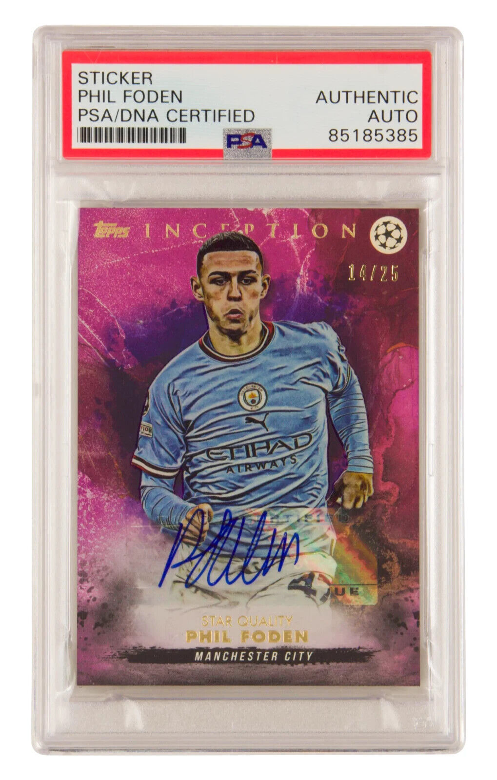 Phil Foden Signed 2023 Topps Inception Star Quality Purple /25 – PSA Authentic