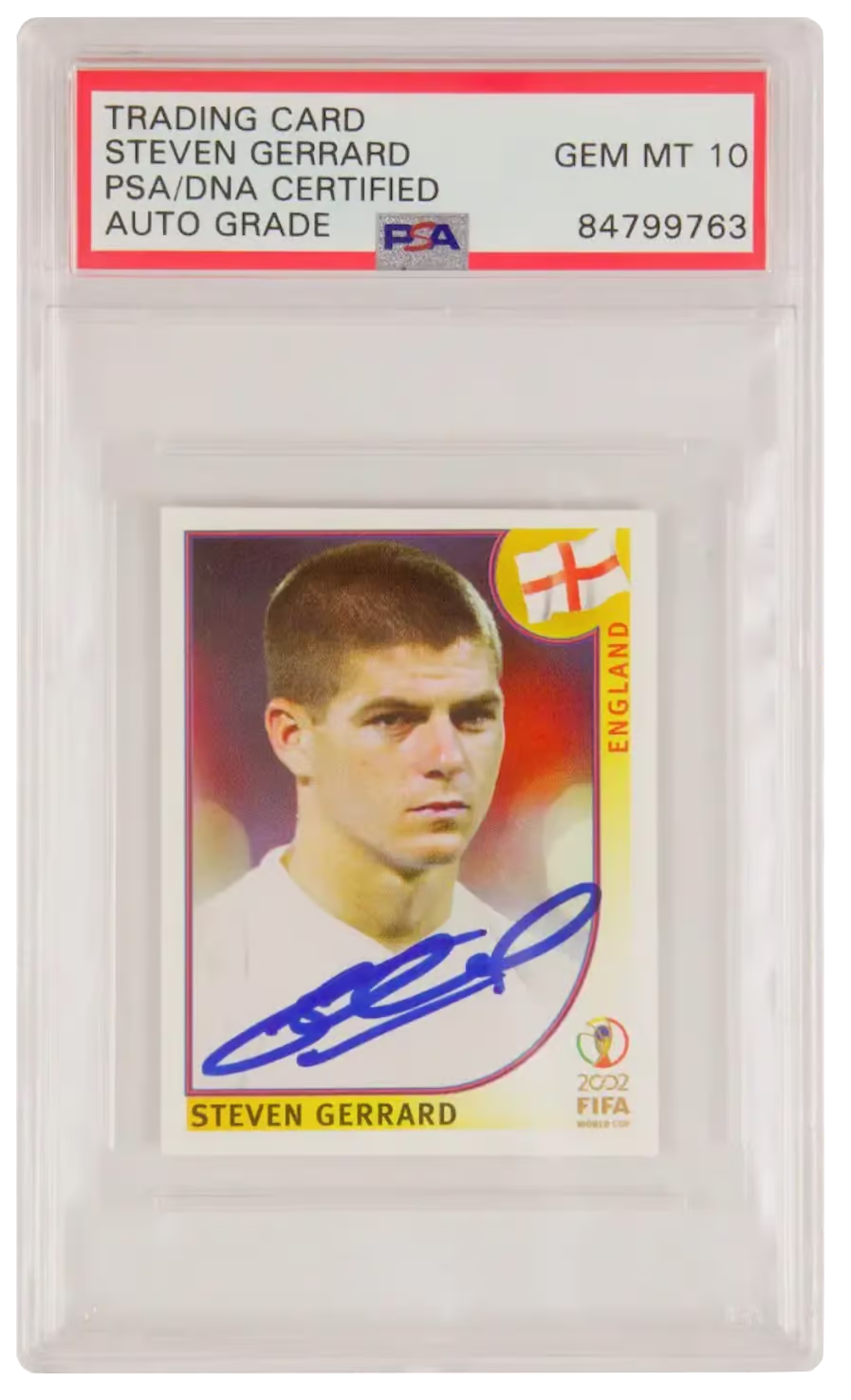 Steven Gerrard Signed 2002 Panini World Cup England Sticker #432 – PSA 10