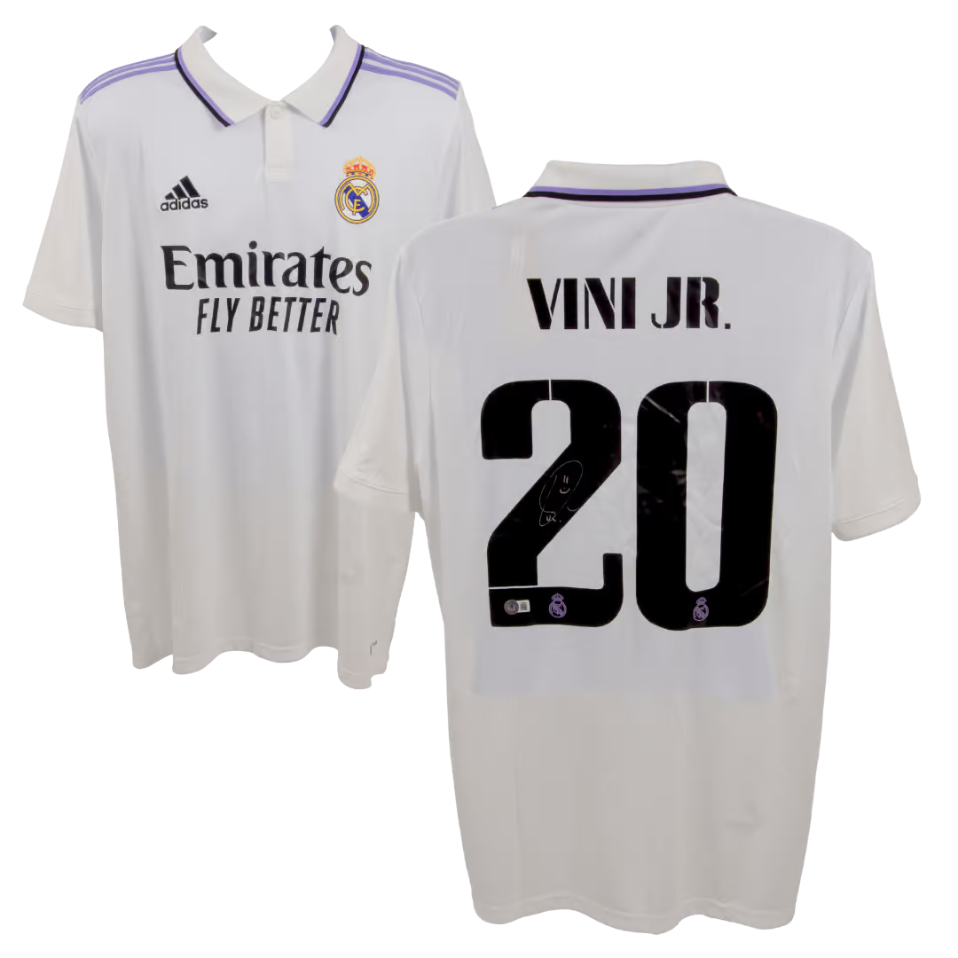 Vinicius Jr Signed Real Madrid Home Soccer Jersey #20 with Beckett COA