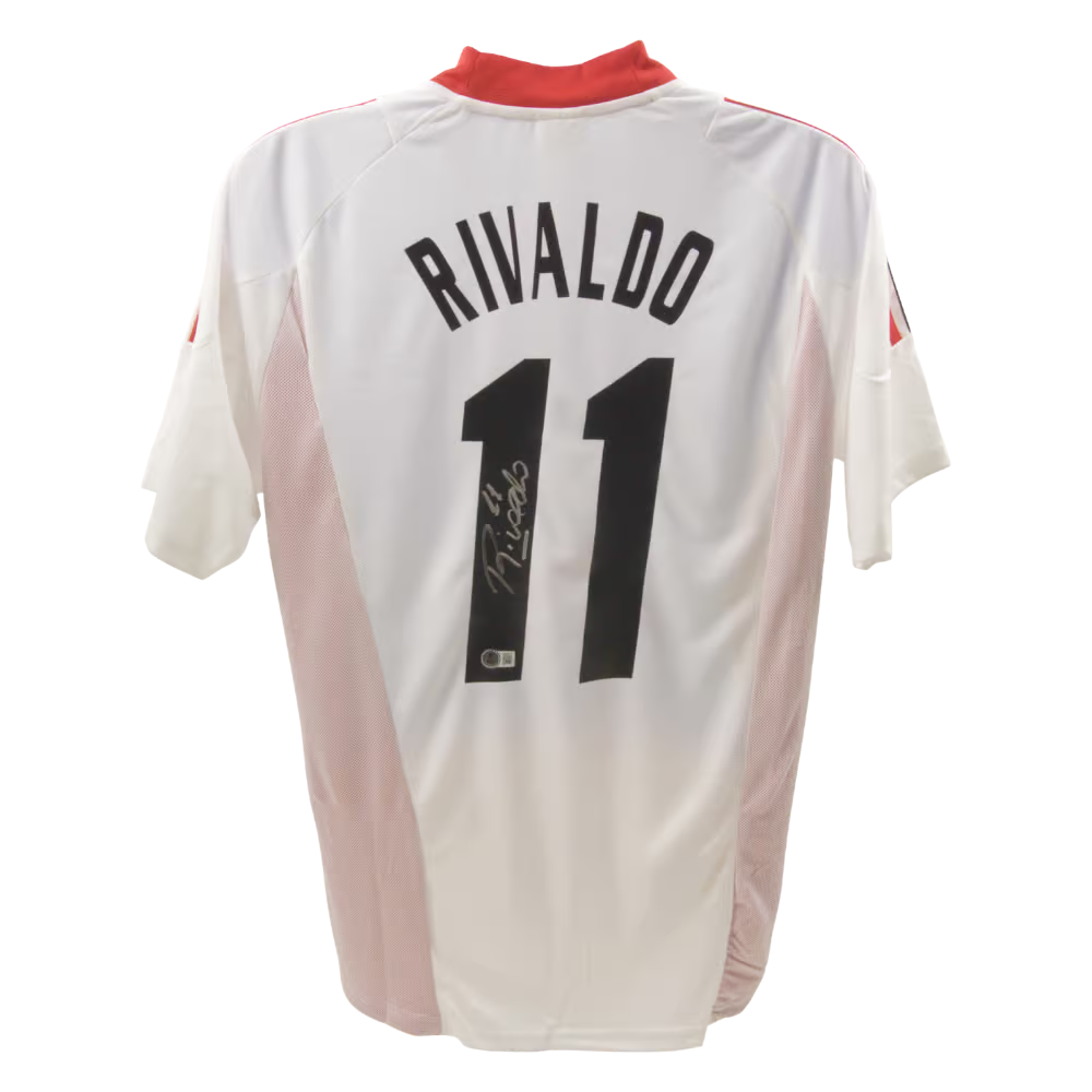 Rivaldo Signed AC Milan Away Soccer Jersey #11 with Beckett Witness