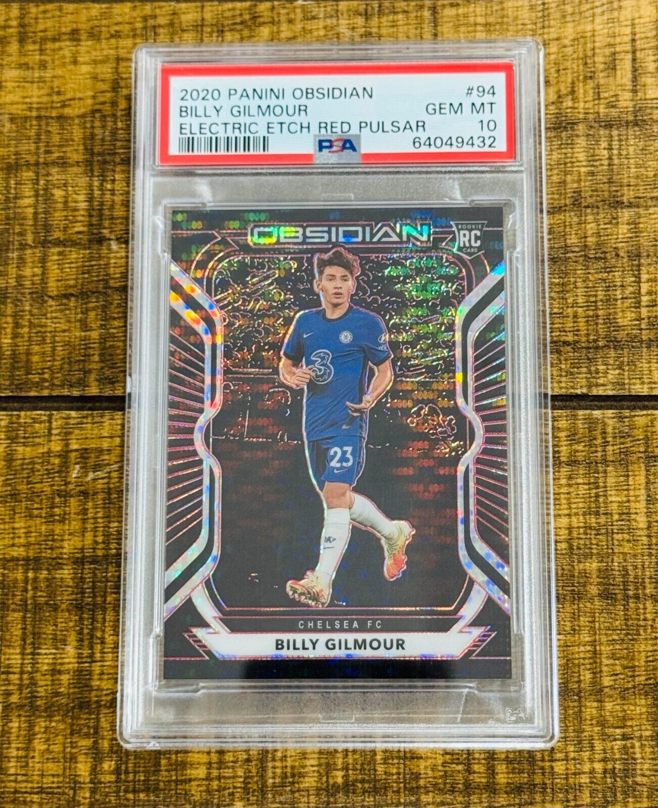 Billy Gilmour 2020 Panini Obsidian Electric Etch Red Pulsar /28 Rookie - PSA 10