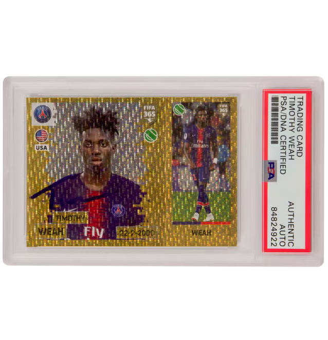 Timothy Weah Signed 2018-19 Panini 365 FIFA Gold Sticker – PSA Authentic