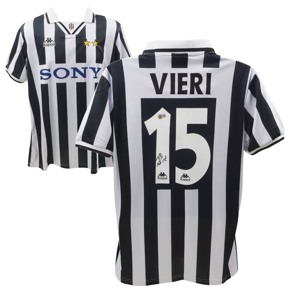 Christian Vieri Signed Juventus FC Home Soccer Jersey #15 with Beckett COA