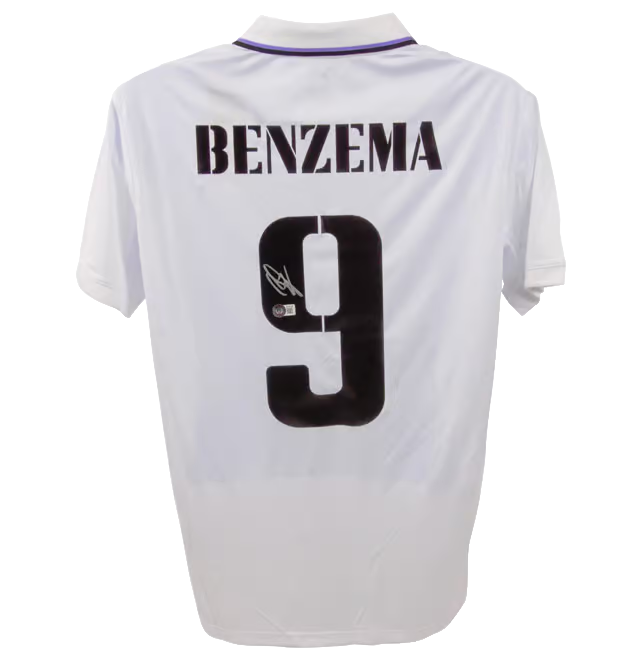 Karim Benzema Signed Real Madrid FC Home Soccer Jersey #9 with Beckett COA