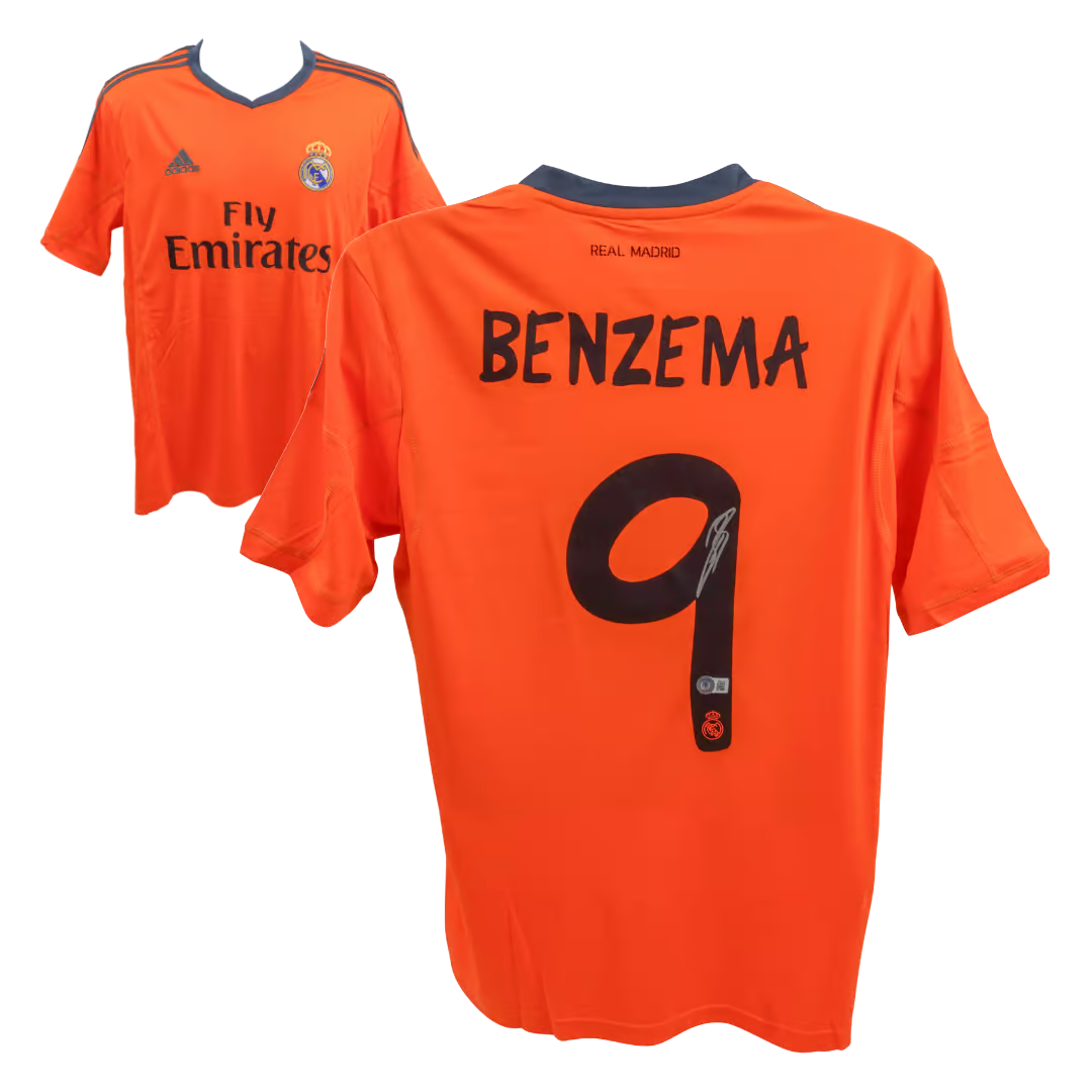 Karim Benzema Signed Real Madrid FC Away Soccer Jersey #9 with Beckett COA